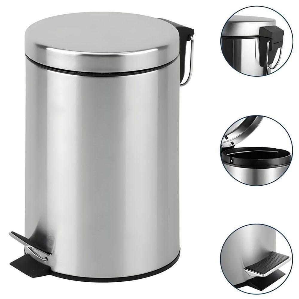 Lixeira Inox Redonda Multiuso 3 Litros - Compacta e Funcional