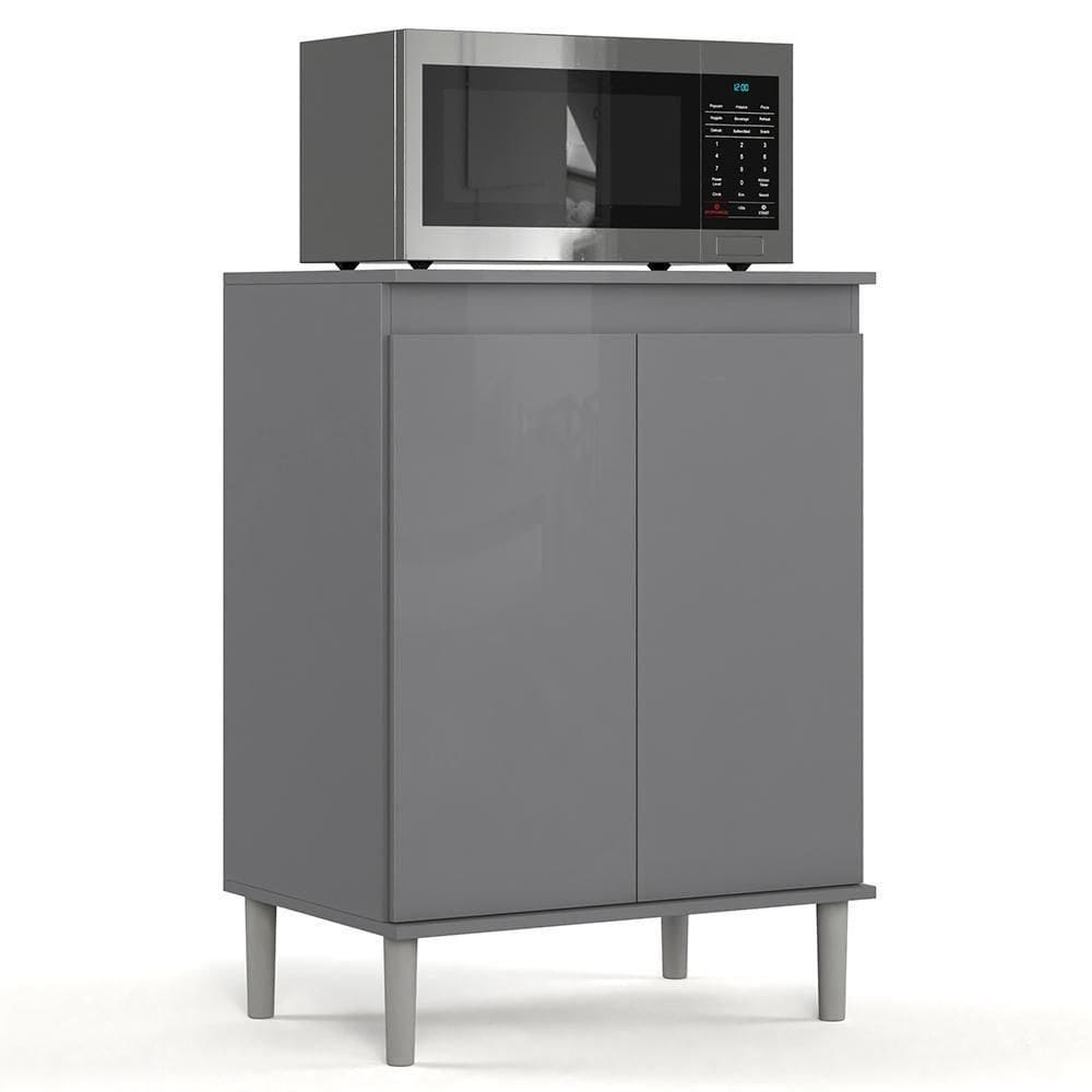 Balcão De Cozinha Com Tampo 2 Portas 61cm Italy Cinza - Ej Móveis