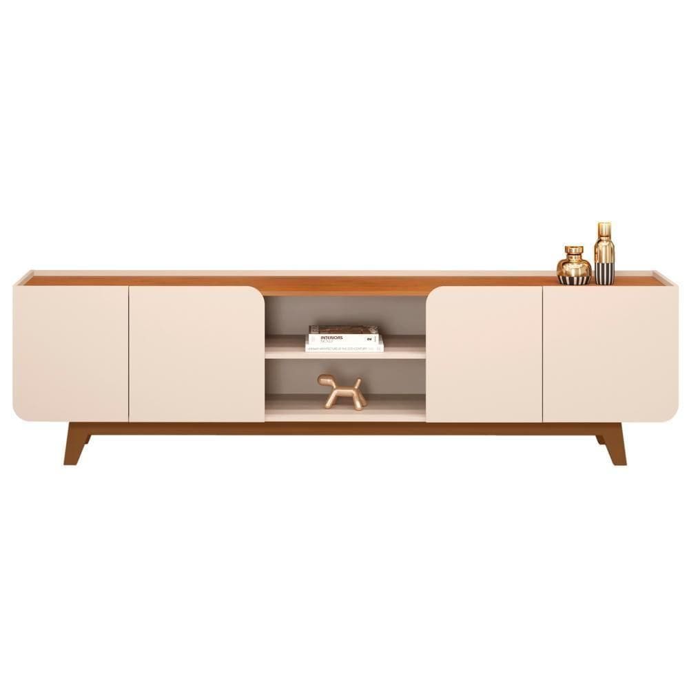 Rack Para Sala Bancada De 75 Pol 220cm Collie D04 Off White-freijó - Mpozenato