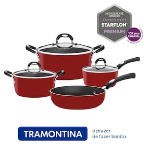 Jogo de 4 Panelas em Alumínio com Revestimento Antiaderente Starflon Premium Mônaco Induction Vermelho - Tramontina