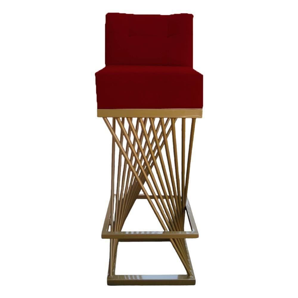 Banqueta Luma Base De Ferro Sued Marsala D`classe Decor
