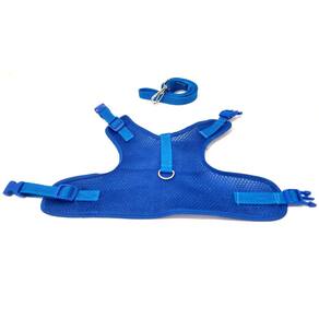 Colete peitoral para cachorro aerado azul tamanho M