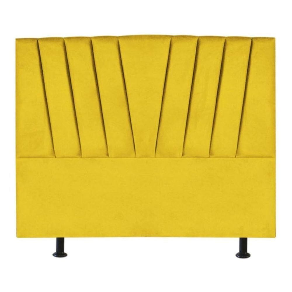 Cabeceira Estofada Cama King 195 Cm Ariel Suede Amarelo