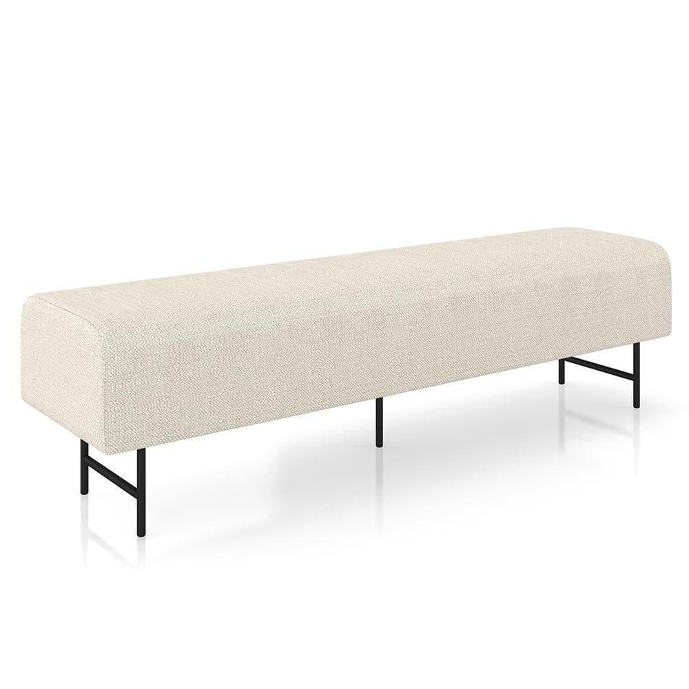 Puff Recamier Decorativo Pés Em Ferro 140cm Dublin P02 Linho Creme - Mpozenato