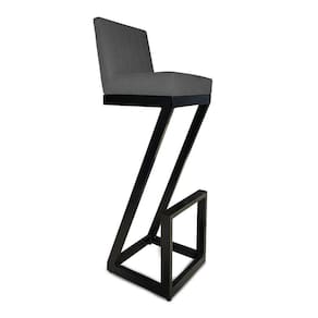 Banqueta Alta Z Base De Ferro Suede Grafite D`classe Decor