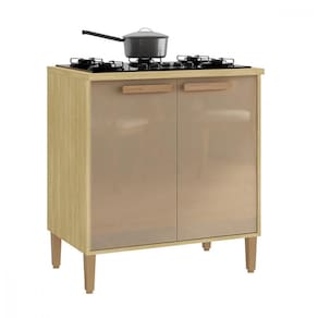 Balcão Para Cooktop 4 Ou 5 Bocas Munique Wood Madeirado E Reflecta