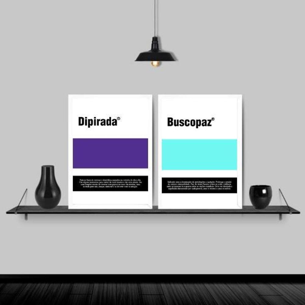 Kit 2 Quadros Remédios Dipirada E Buscopaz 45X34Cm Branca