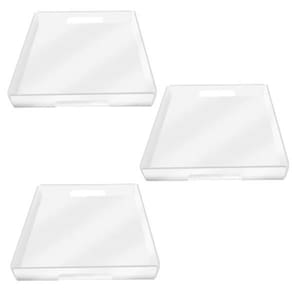 Kit 3 Bandejas Organizadoras Acrílico 18X18Cm Transparente