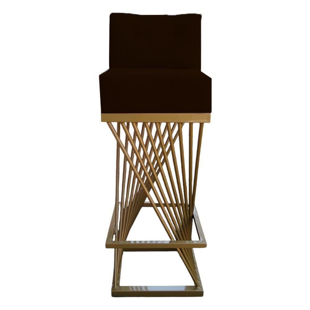 Banqueta Luma Base De Ferro Sued Marrom D`classe Decor