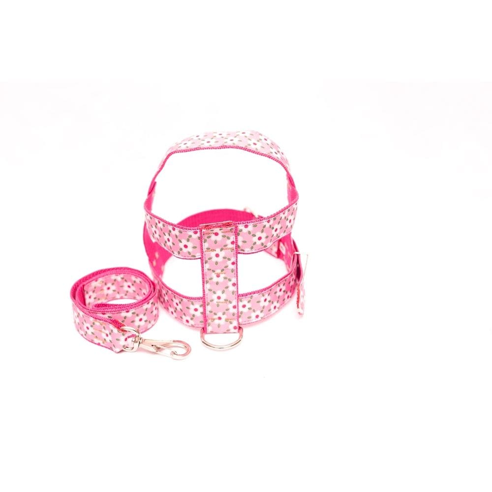 Kit Guia com peitoral 40mm rosa tamanho 11 82 cm a 103 cm