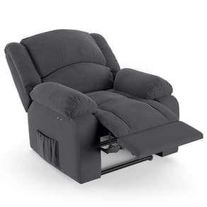 Poltrona Do Papai Reclinável Pietra Power Touch Fh9 Veludo Cinza - Mpozenato