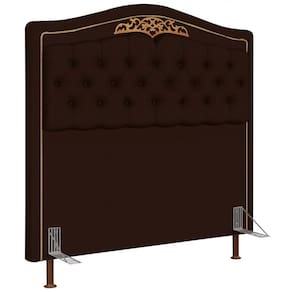 Cabeceira Cama Casal 140cm Com Tachas Imperial J02 Sintético Marrom Escuro - Mpozenato