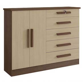 Cômoda New Athos 5 Gavetas Com Sapateira D` Doro Castanho-linho