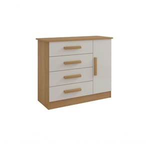 Cômoda Firenze 4 Gavetas 1 Porta C-sapateira - D` Doro Cinamomo-off White