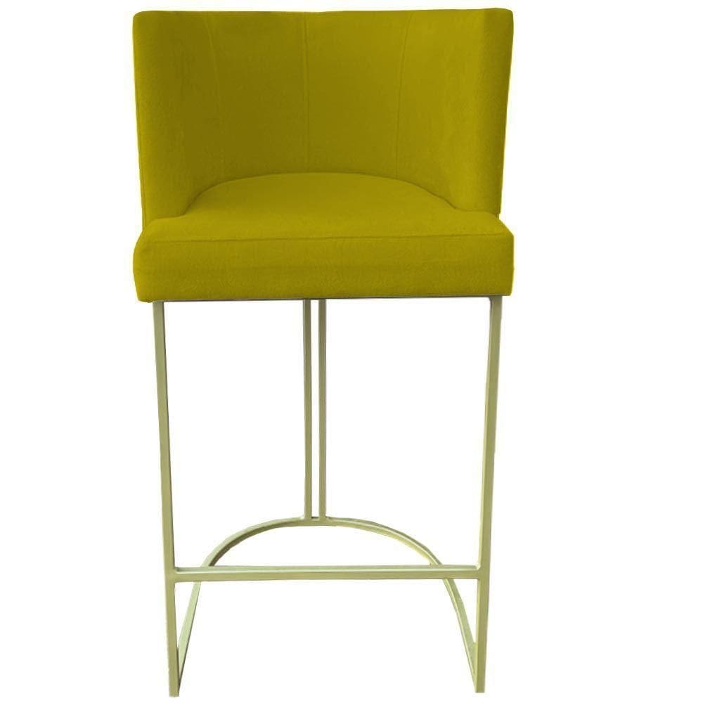 Banqueta Toquio Base De Ferro Sued Amarelo D`classe Decor