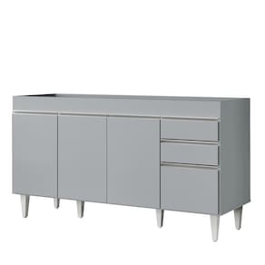 Balcão De Cozinha Para Pia 150cm 4 Portas Sem Tampo Marrocos Cinza Claro - Lumil