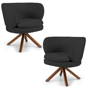 Kit 2 Poltronas Decorativas Melissa Base Giromad Giratória Linho D-465 Chumbo - Domi