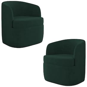 Kit 2 Poltronas Giratória Decorativa Para Sala Dandara K04 Veludo Verde - Mpozenato