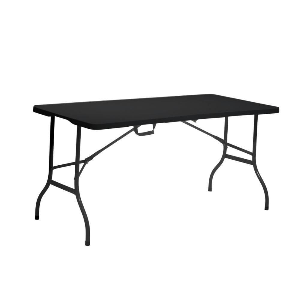 Mesa Dobrável De Plástico Portátil Com Alça Leve Para Camping Praia Churrasco 152x70cm Preta