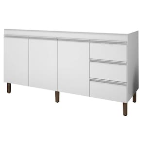 Balcão Gabinete Para Pia 160cm Sem Tampo 3 Portas Karen P14 Branco - Mpozenato