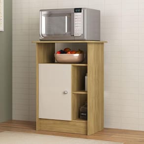 Balcão Multiuso Gramado 1 Porta Wood Com Off White Atualle