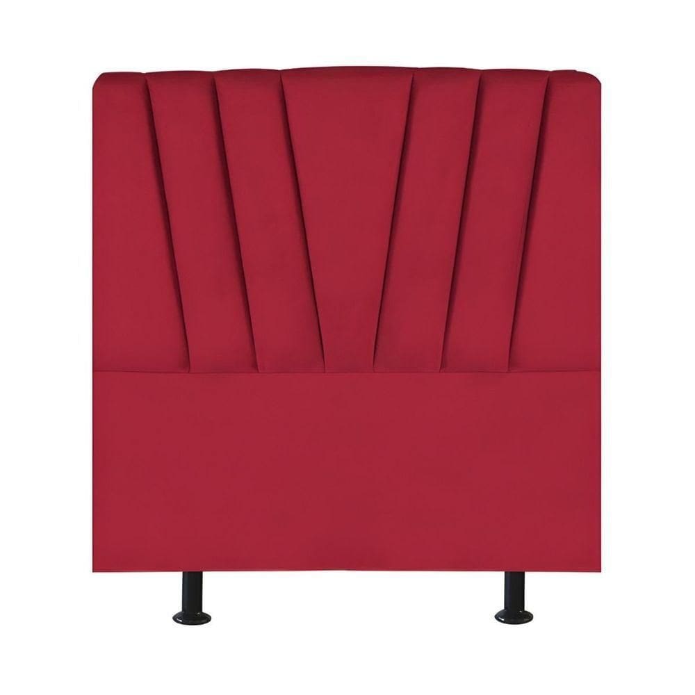 Cabeceira Estofada Cama Solteiro 90 Cm Ariel Suede Vermelho