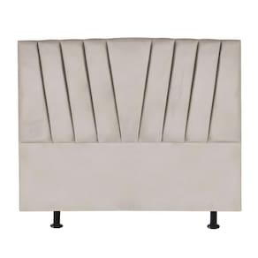 Cabeceira Estofada Cama Casal Queen Size 160 Cm Ariel Veludo Bege