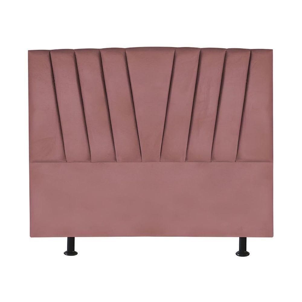 Cabeceira Estofada Cama Casal Queen Size 160 Cm Ariel Veludo Rosé