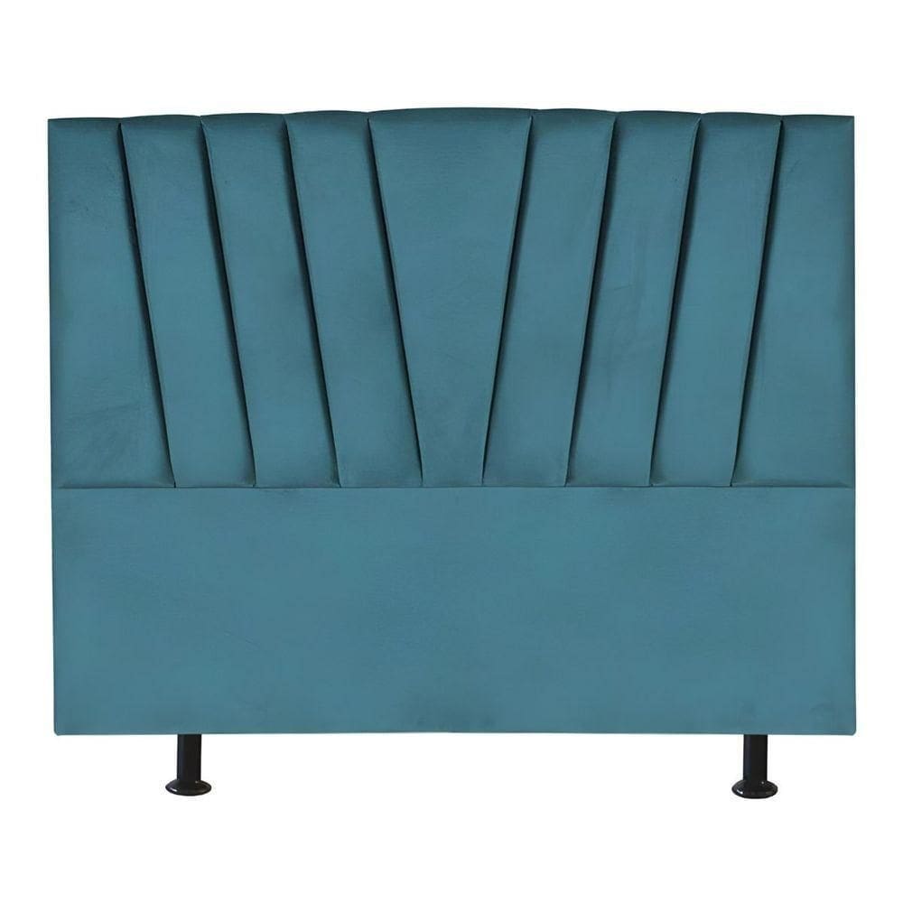 Cabeceira Estofada Cama Casal Queen Size 160 Cm Ariel Suede Azul Turquesa