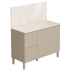 Balcão De Cozinha Com Tampo 120cm 3 Portas Minsk K02 Vanilla - Mpozenato