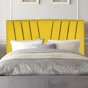Cabeceira Casal De Cama Estofada 140 Cm Lile Suede Amarelo