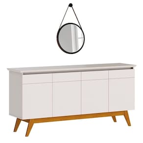 Balcão Buffet Classic Com Espelho Adnet 67cm Hi01 Off White - Mpozenato