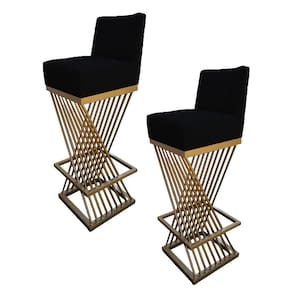 Kit 02 Banquetas Luma Base De Ferro Sued Preto D`classe Decor