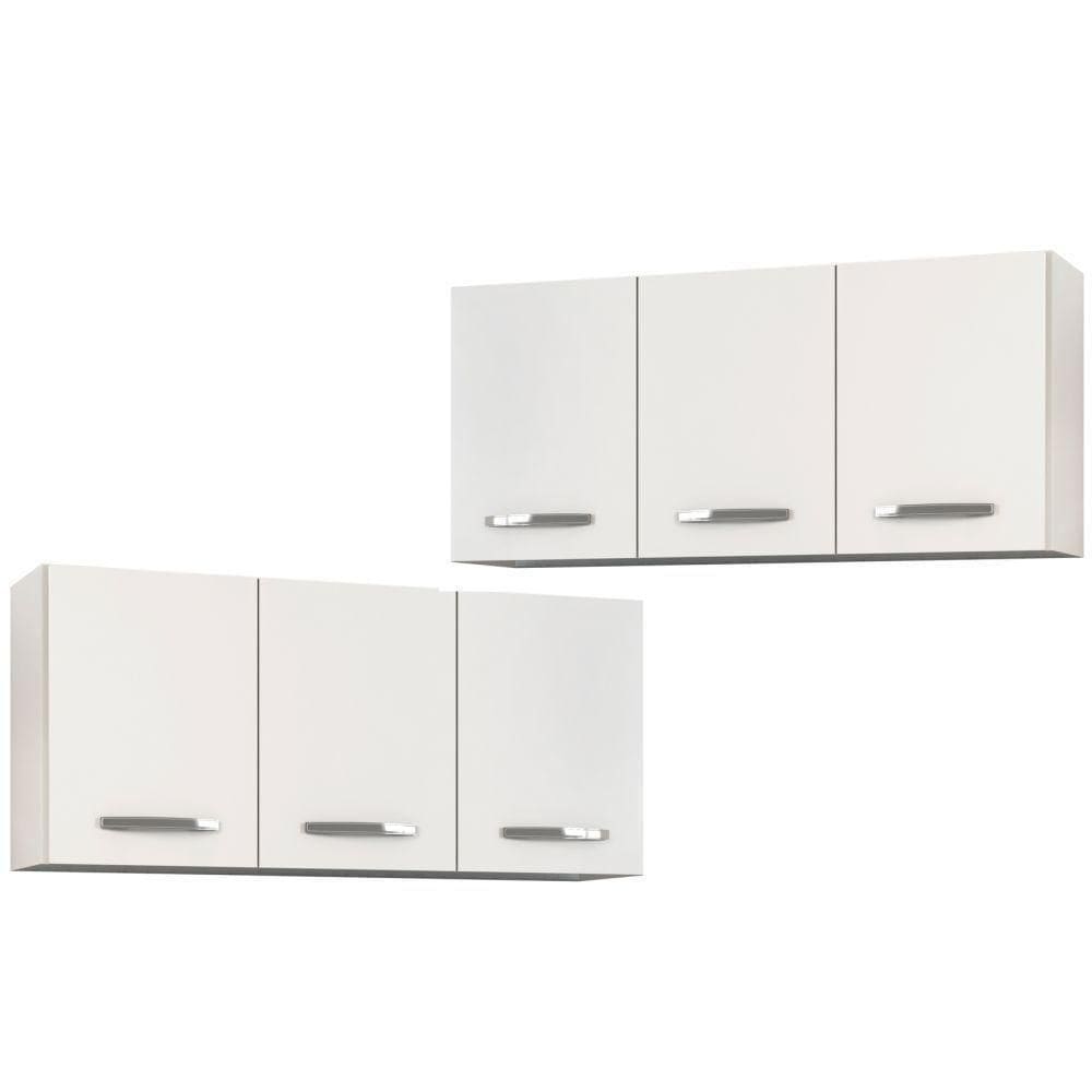Kit 2 Armários Aéreos De Cozinha Honduras 120cm 3 Portas - Lumil Móveis Branco