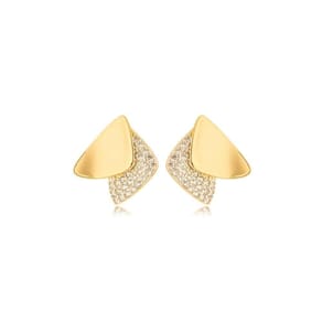 Brinco Elegante Feminino Cravejado Banhado A Ouro 18k