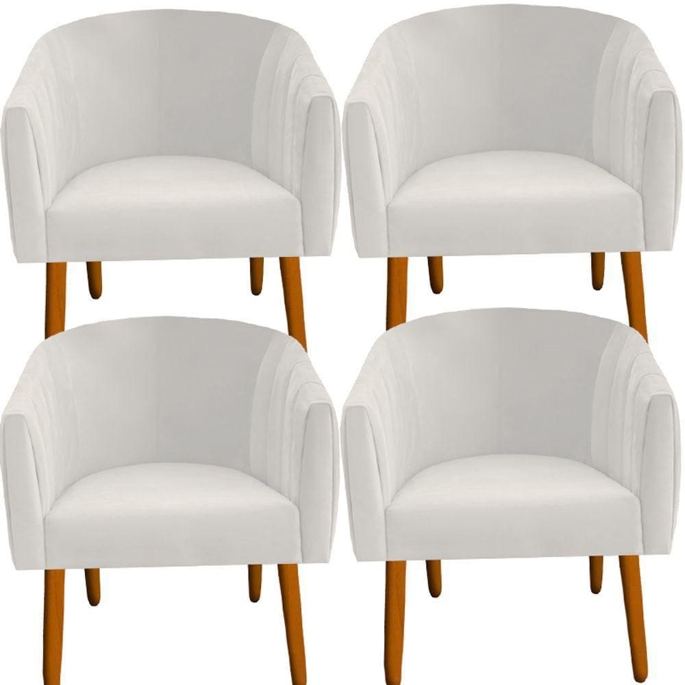 Kit 04 Poltrona Julia Decoração Salão Cadeira Escritório Recepção Estar Amamentação Suede Bege D`classe Decor