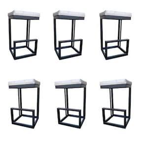 Kit 06 Banquetas Londres Base De Ferro Sued Bege D`classe Decor