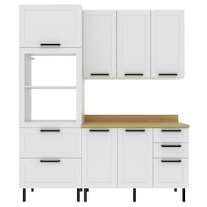 Cozinha Modulada 4 Pecas 190 Cm Mdf Branco Carvalho Tecno Mobili