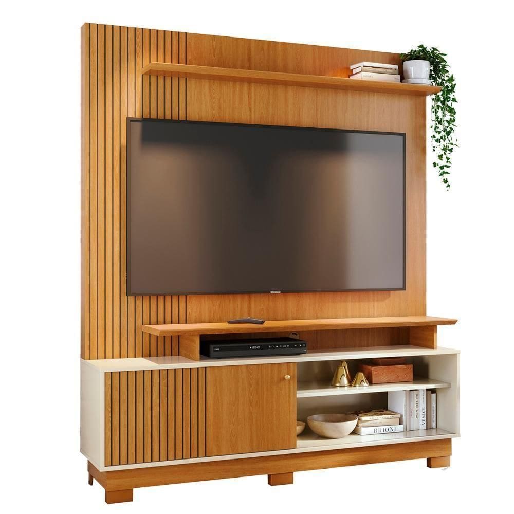 Estante Painel Para 75 Pol 160cm Anny Z10 Off-cinamomo - Mpozenato