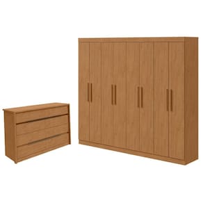 Guarda Roupa Casal Andara Soft e Cômoda Gaveteiro Urban Amêndoa Clean – Lopas