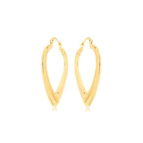Brinco Argola Coração Oco Liso Banhado A Ouro 18k