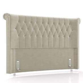 Cabeceira Cama Solteiro 90cm Dust P02 Veludo Bege - Mpozenato