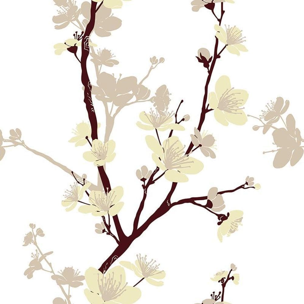 Papel De Parede Adesivo Floral Flor Bege 160