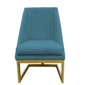 Cadeira Para Sala De Jantar Ana Base De Ferro Suede Azul Tiffany D`classe Decor