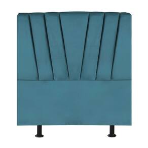 Cabeceira Estofada Cama Solteiro 90 Cm Ariel Suede Azul Turquesa