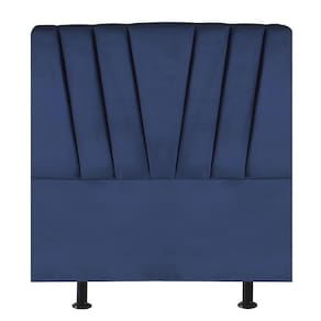 Cabeceira Estofada Cama Solteiro 100 Cm Ariel Veludo Azul Marinho