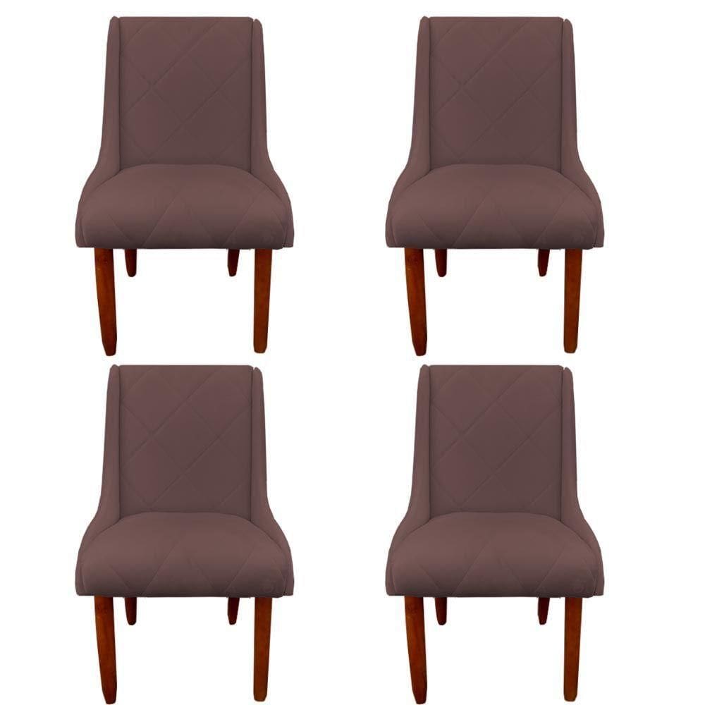 Kit 04 Cadeiras Para Sala De Jantar Lizz Pés Palito Veludo Rosê D`classe Decor