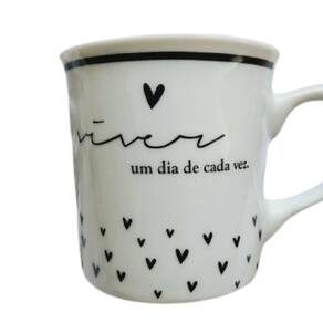 Caneca De Porcelana "viver Um Dia De Cada Vez" Branco
