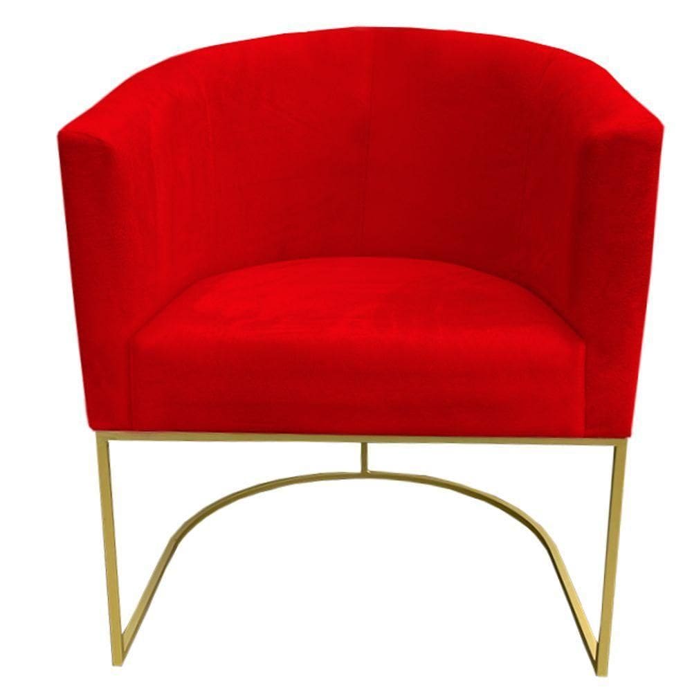 Poltrona Paola Base De Ferro Sued Vermelho D`classe Decor