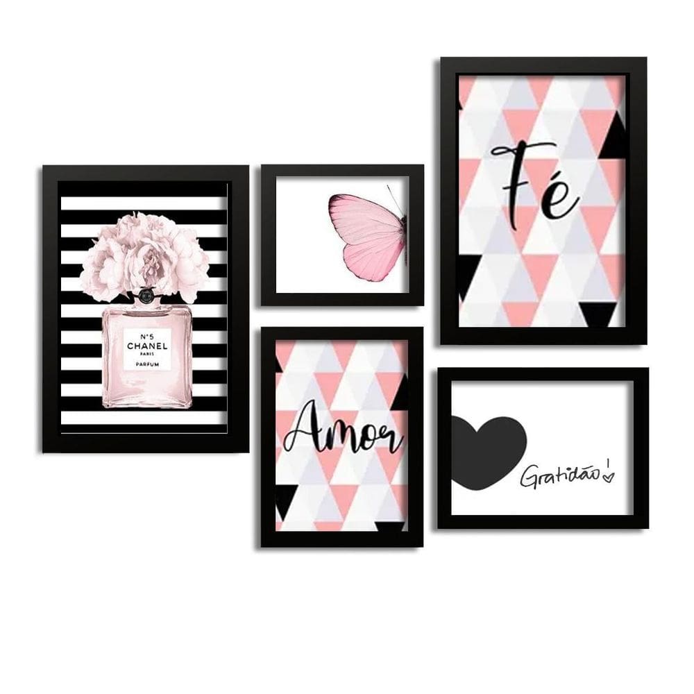 Combo Quadros Decorativos Com Moldura Borboleta Channel